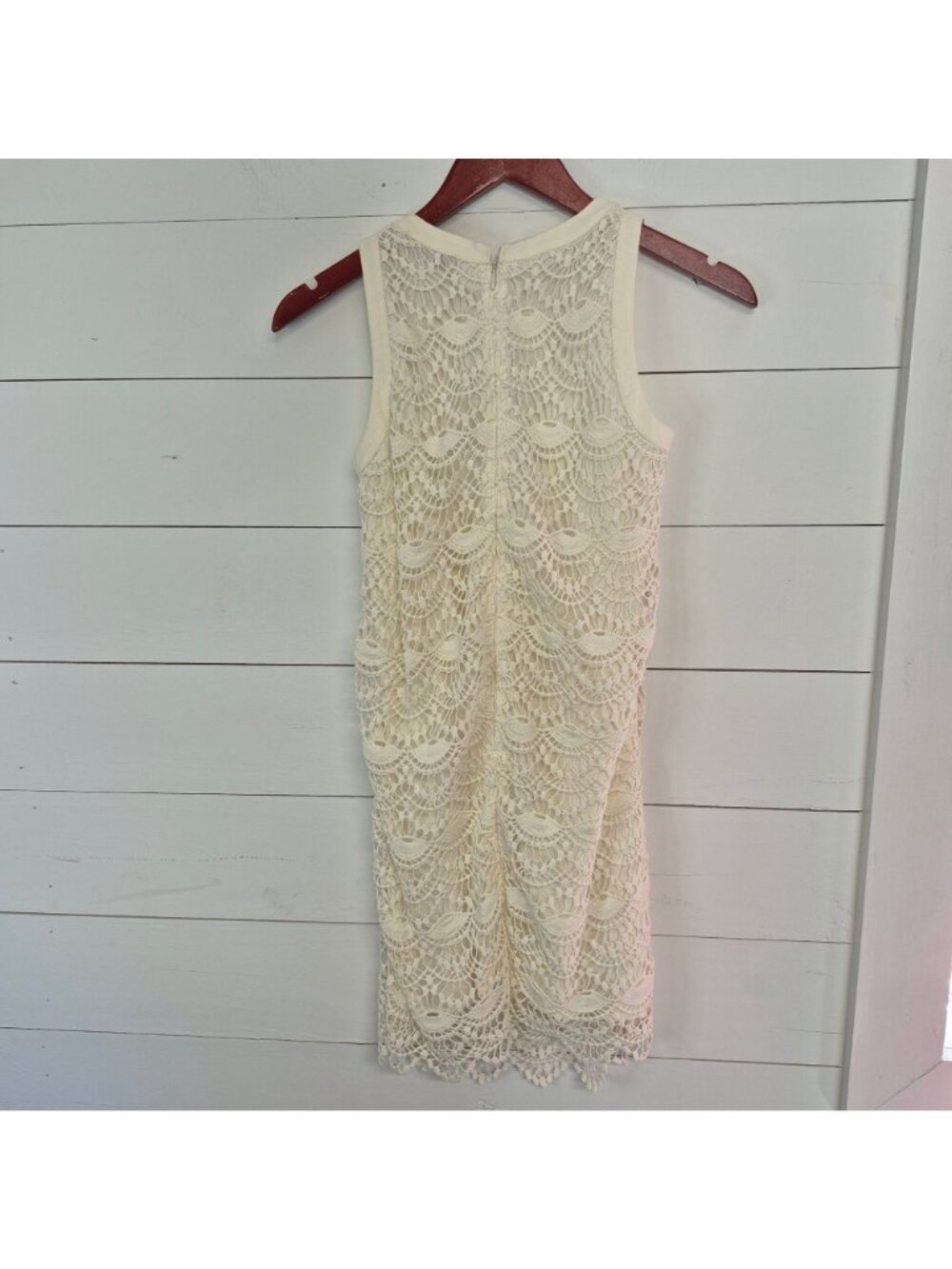 Ann Taylor Loft Women's Ivory Lace Sleeveless Dress Size 00P Back Zipper - Picture 4 of 8
